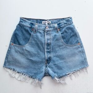Re/Done Light Blue High Waist Denim Shorts